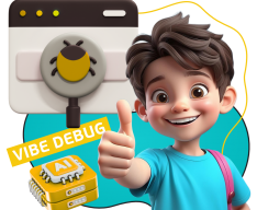 Тестирование & Vibe Debug. Охотники за багами - КИБЕРшкола программирования для детей, компьютерные курсы для школьников, начинающих и подростков - KIBERone г. Ереван